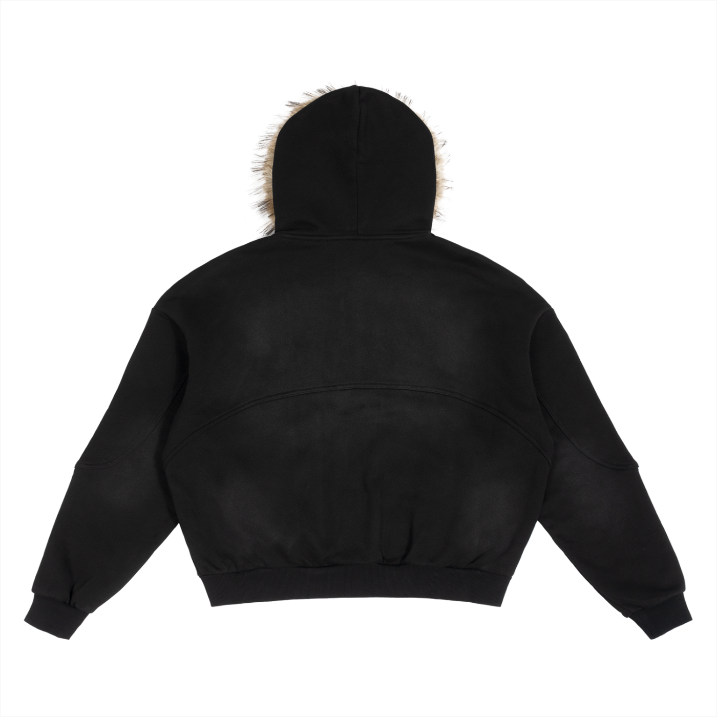 SSYC Sun Fade Boxy Detachable Fur Hoodie