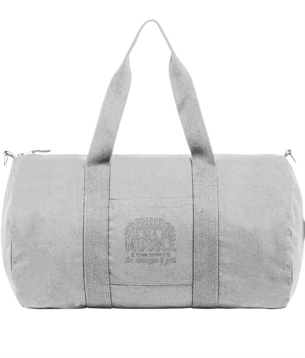 White SSYC MUSCLE Stanley/Stella duffle bag made from recycled cotton and polyester canvas with grosgrain handles